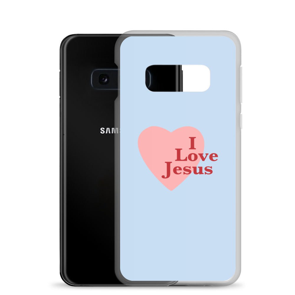 I Love Jesus - Blue Samsung Case for Galaxy S10, S10+, S10e, S20, S20 FE, S20 Plus, S20 Ultra, S21, S21 Plus, S21 Ultra, S21 - Creation Awaits