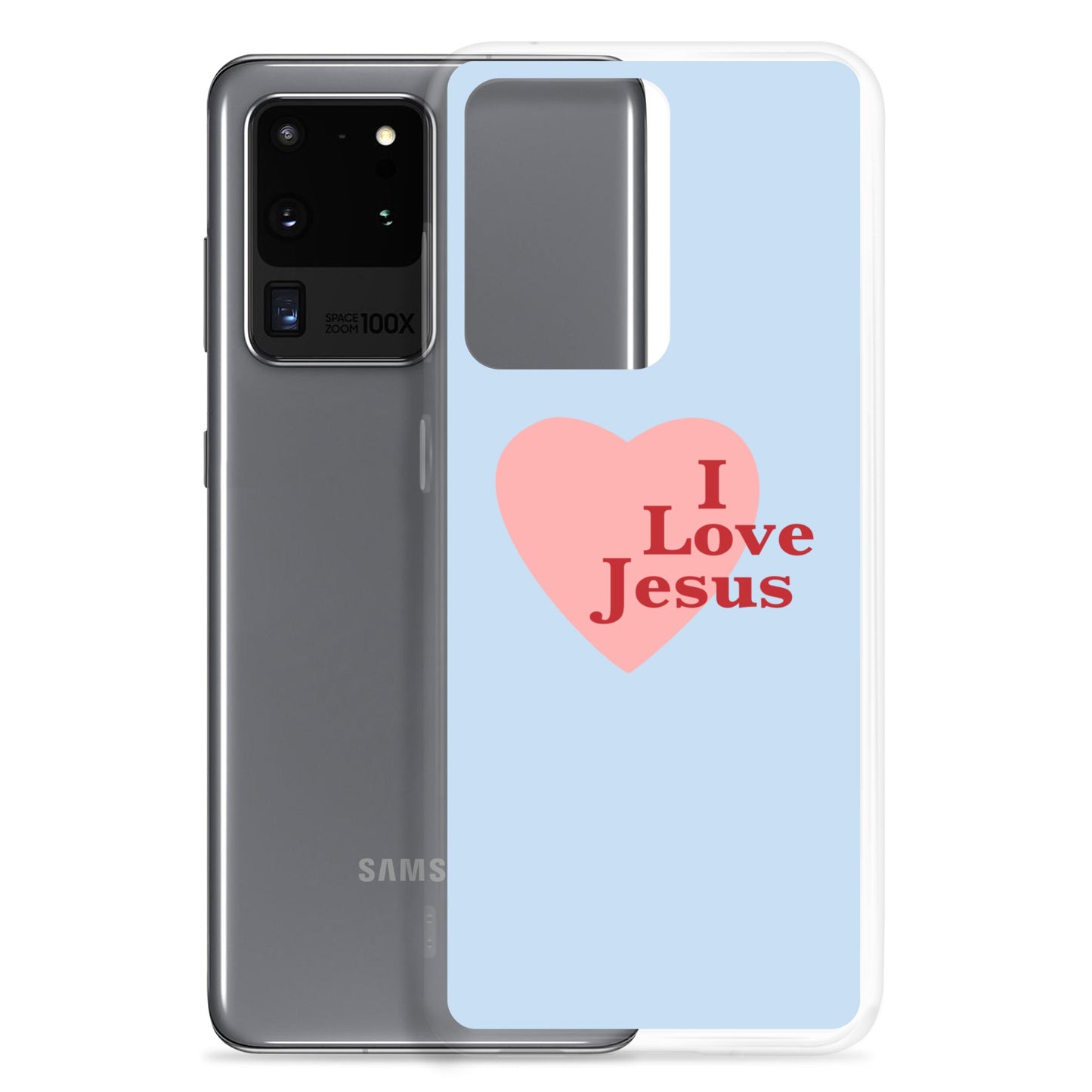 I Love Jesus - Blue Samsung Case for Galaxy S10, S10+, S10e, S20, S20 FE, S20 Plus, S20 Ultra, S21, S21 Plus, S21 Ultra, S21 - Creation Awaits