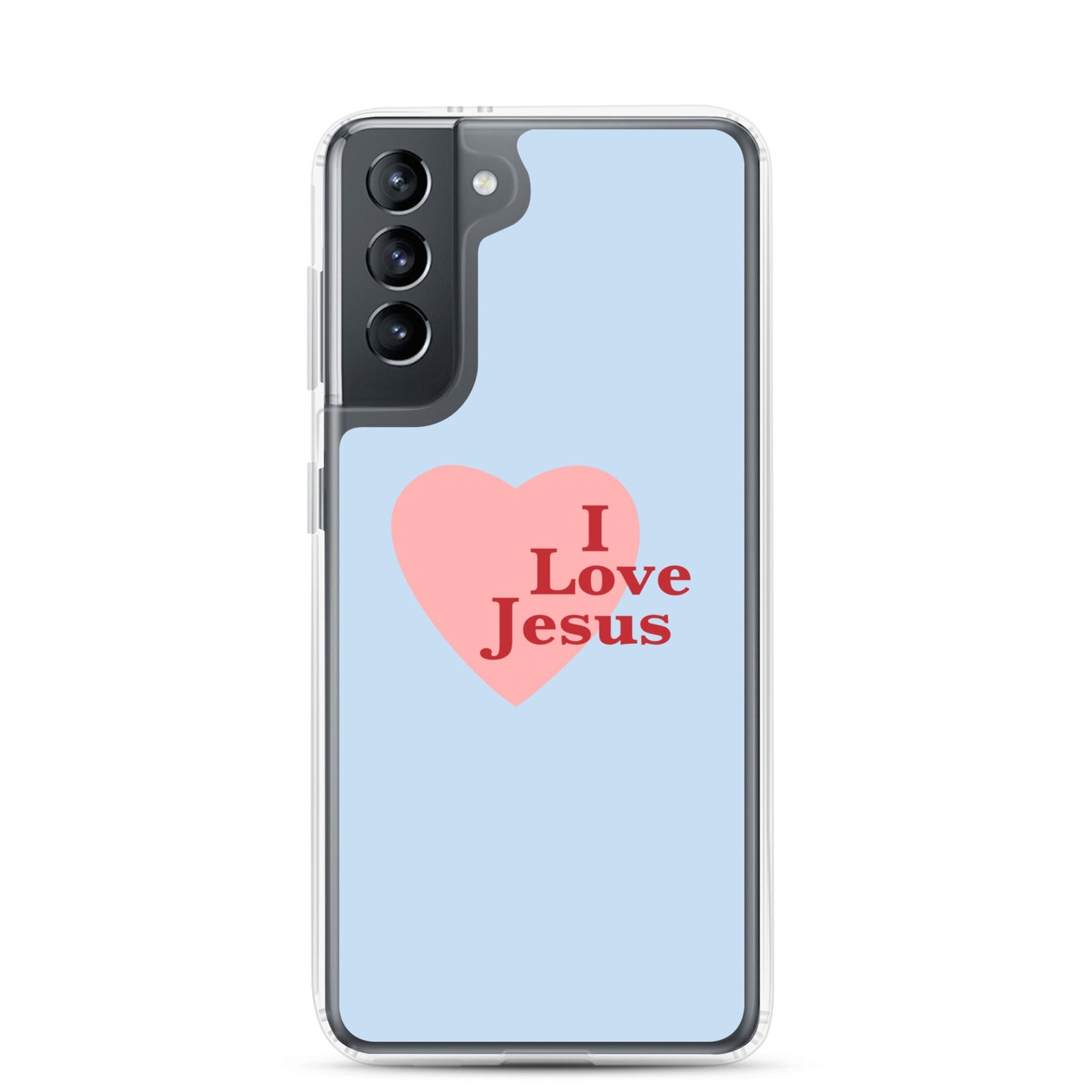 I Love Jesus - Blue Samsung Case for Galaxy S10, S10+, S10e, S20, S20 FE, S20 Plus, S20 Ultra, S21, S21 Plus, S21 Ultra, S21 - Creation Awaits