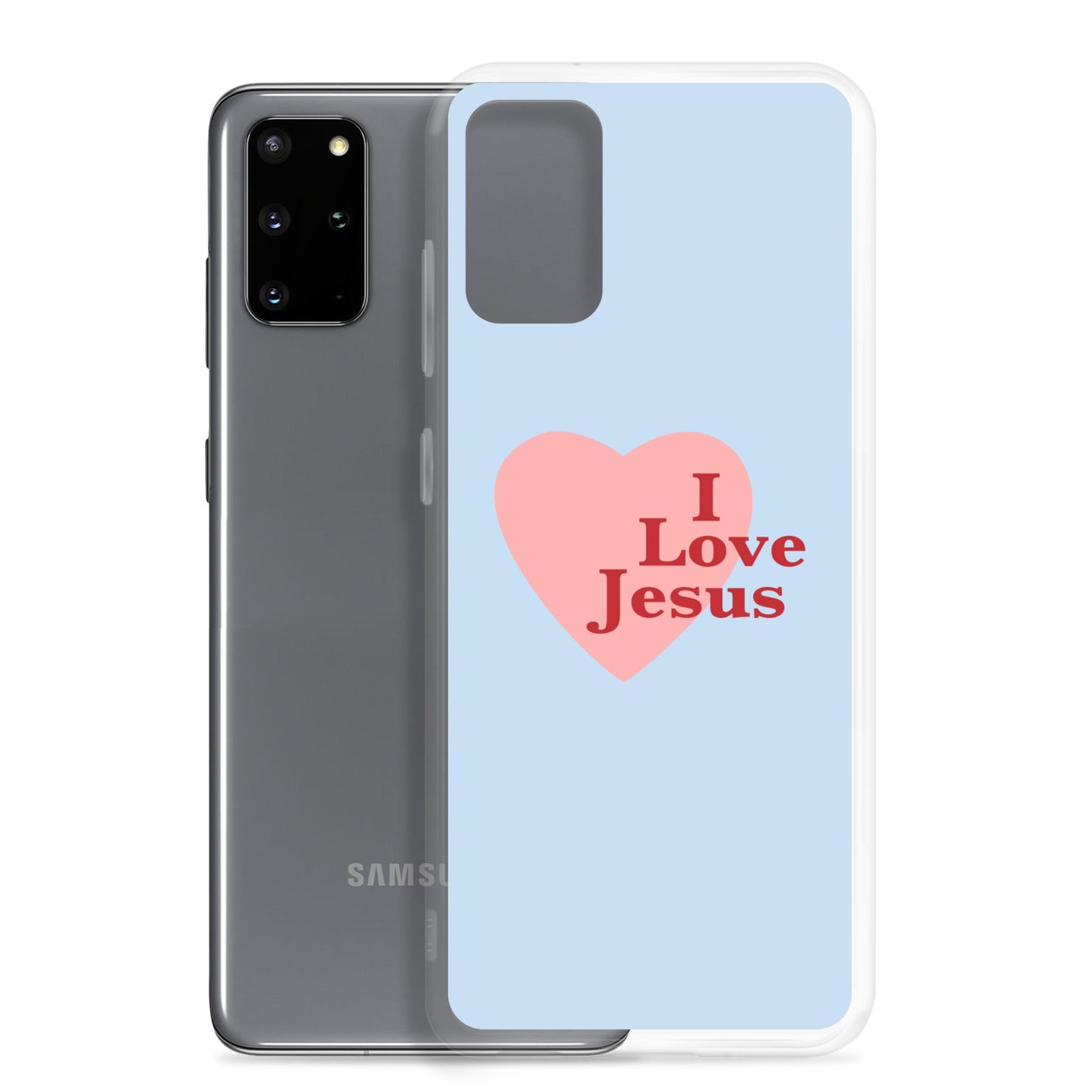 I Love Jesus - Blue Samsung Case for Galaxy S10, S10+, S10e, S20, S20 FE, S20 Plus, S20 Ultra, S21, S21 Plus, S21 Ultra, S21 - Creation Awaits