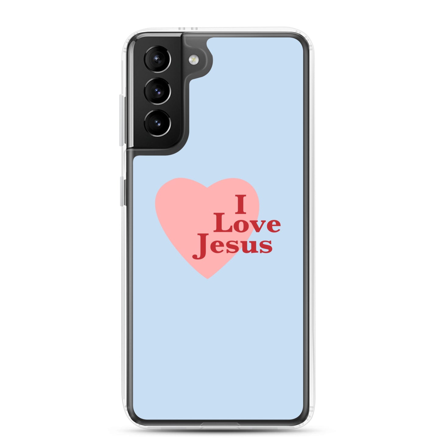 I Love Jesus - Blue Samsung Case for Galaxy S10, S10+, S10e, S20, S20 FE, S20 Plus, S20 Ultra, S21, S21 Plus, S21 Ultra, S21 - Creation Awaits