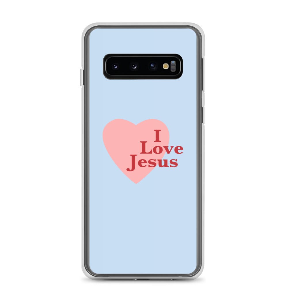 I Love Jesus - Blue Samsung Case for Galaxy S10, S10+, S10e, S20, S20 FE, S20 Plus, S20 Ultra, S21, S21 Plus, S21 Ultra, S21 - Creation Awaits