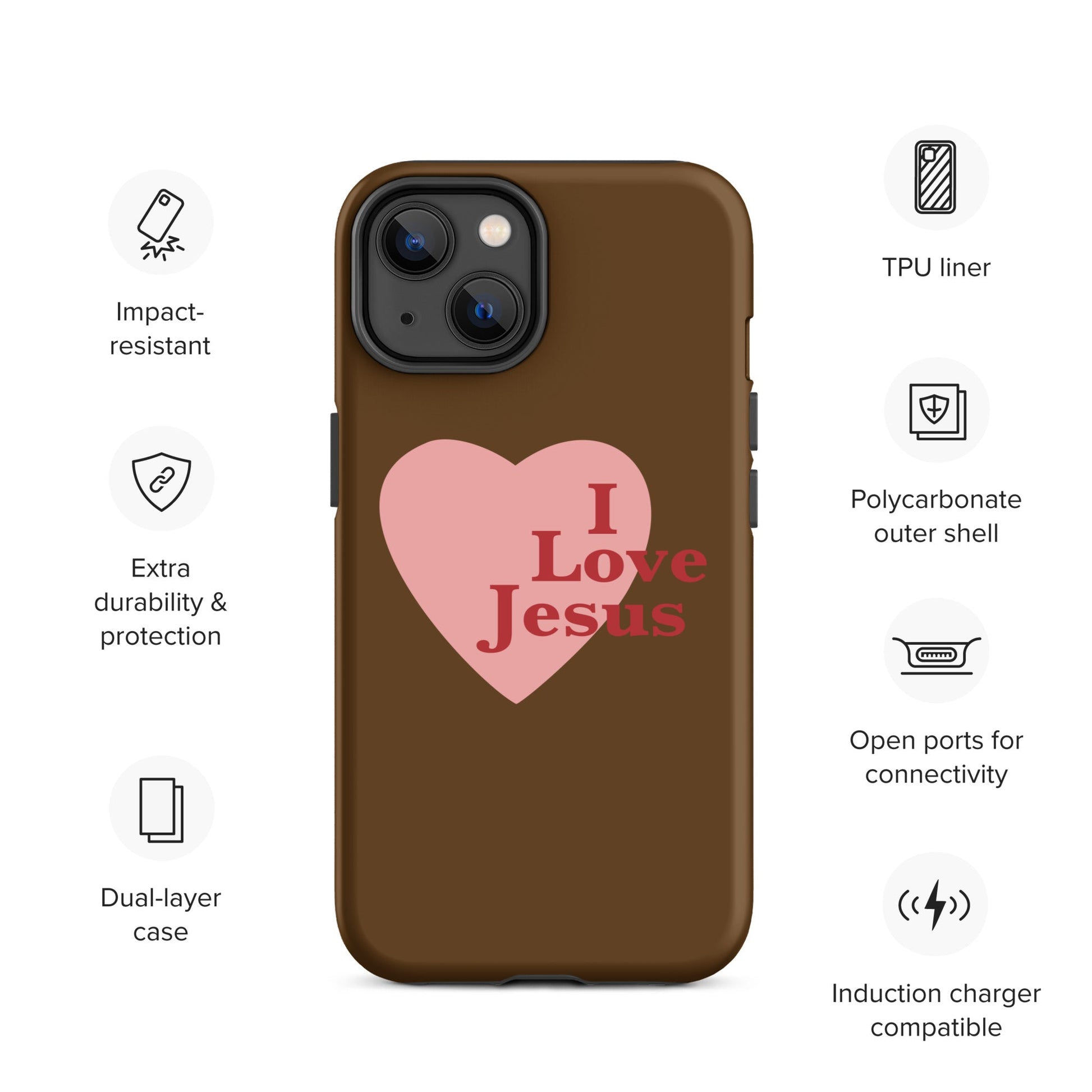 I Love Jesus - Chocolate - Tough iPhone case for iPhone 11 Pro Max & Mini, 12 Pro Max & Mini, 13 Pro Max & Mini, 14 Pro Max & Mini - Creation Awaits