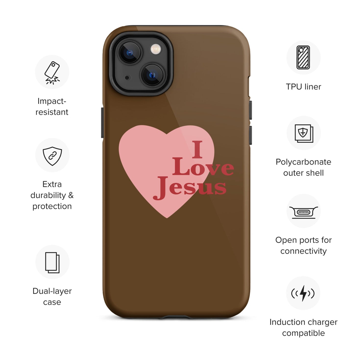 I Love Jesus - Chocolate - Tough iPhone case for iPhone 11 Pro Max & Mini, 12 Pro Max & Mini, 13 Pro Max & Mini, 14 Pro Max & Mini - Creation Awaits