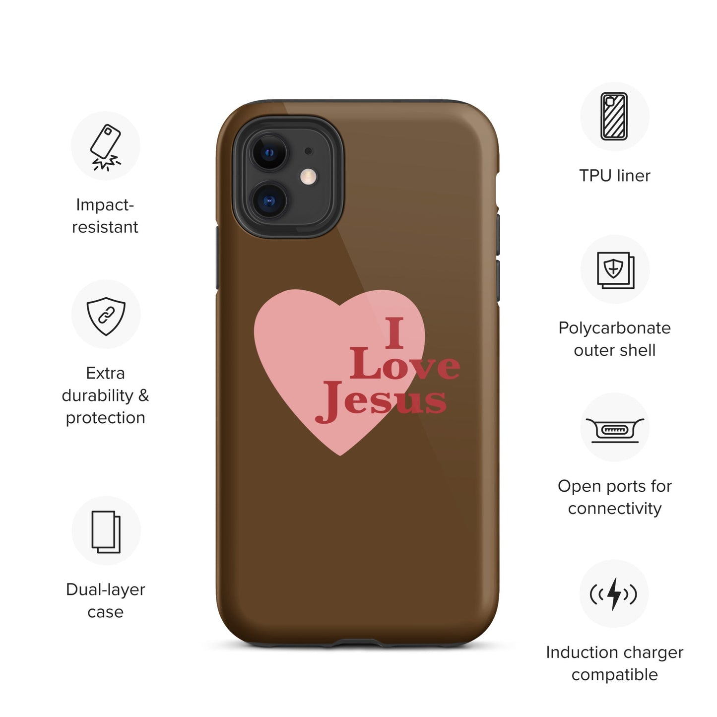 I Love Jesus - Chocolate - Tough iPhone case for iPhone 11 Pro Max & Mini, 12 Pro Max & Mini, 13 Pro Max & Mini, 14 Pro Max & Mini - Creation Awaits