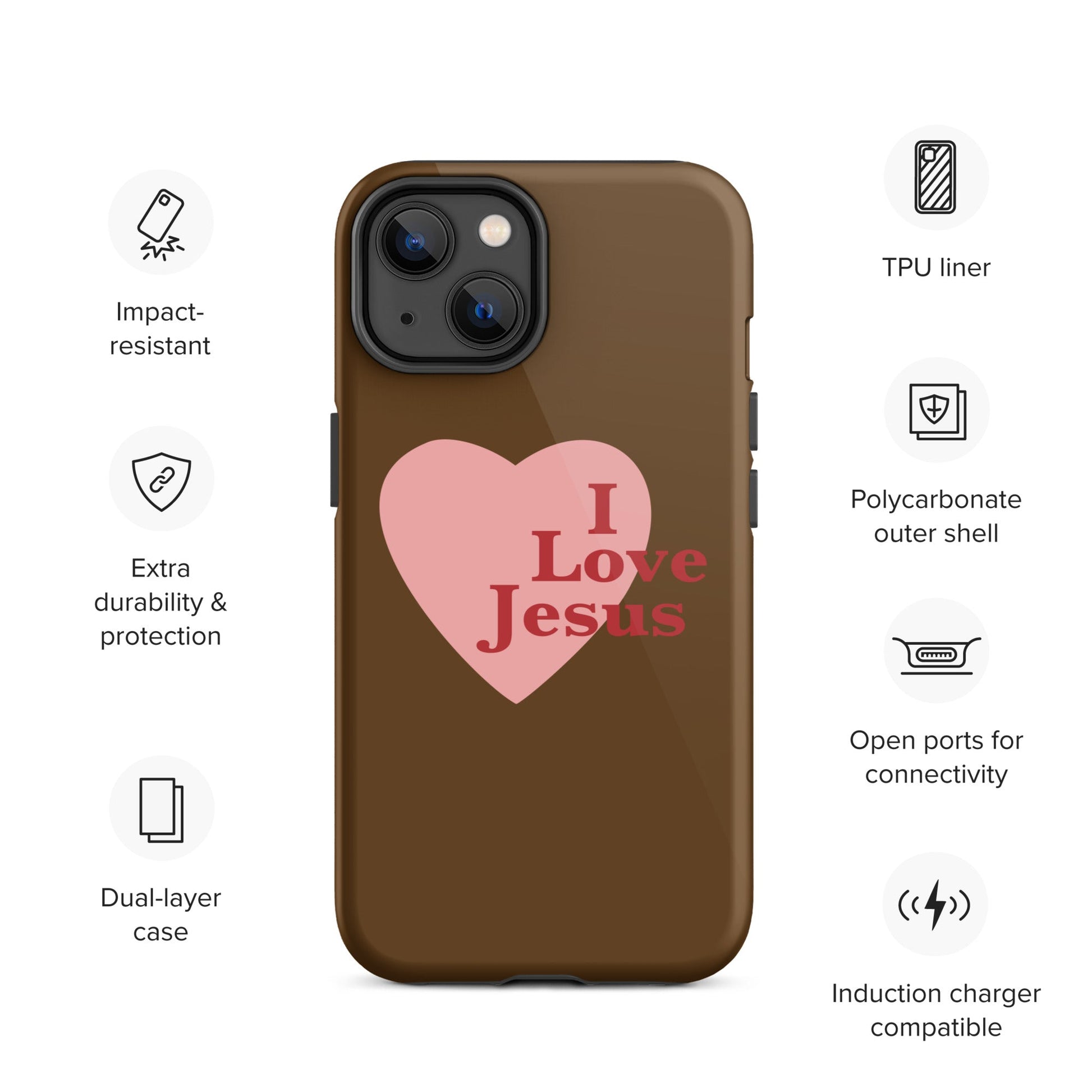 I Love Jesus - Chocolate - Tough iPhone case for iPhone 11 Pro Max & Mini, 12 Pro Max & Mini, 13 Pro Max & Mini, 14 Pro Max & Mini - Creation Awaits