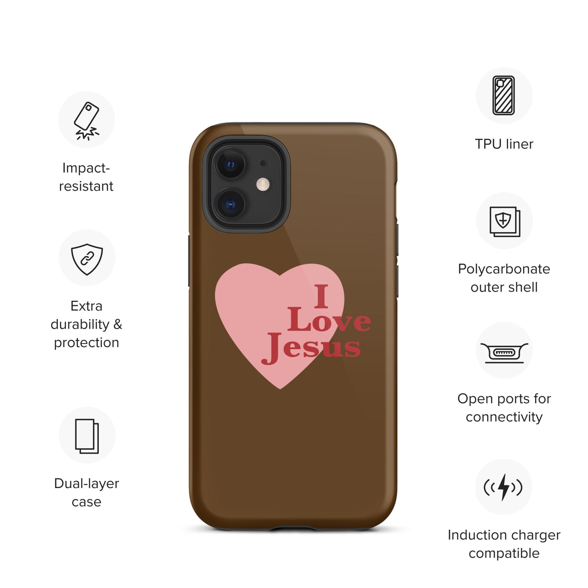 I Love Jesus - Chocolate - Tough iPhone case for iPhone 11 Pro Max & Mini, 12 Pro Max & Mini, 13 Pro Max & Mini, 14 Pro Max & Mini - Creation Awaits