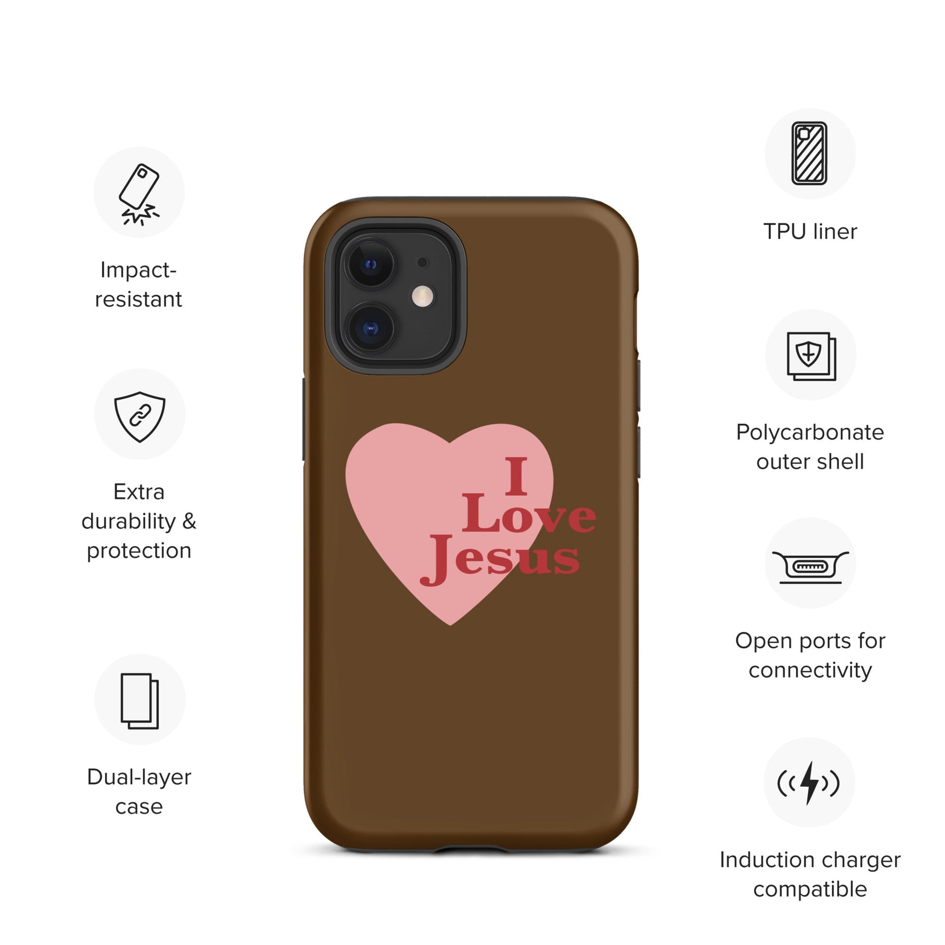 I Love Jesus - Chocolate - Tough iPhone case for iPhone 11 Pro Max & Mini, 12 Pro Max & Mini, 13 Pro Max & Mini, 14 Pro Max & Mini - Creation Awaits