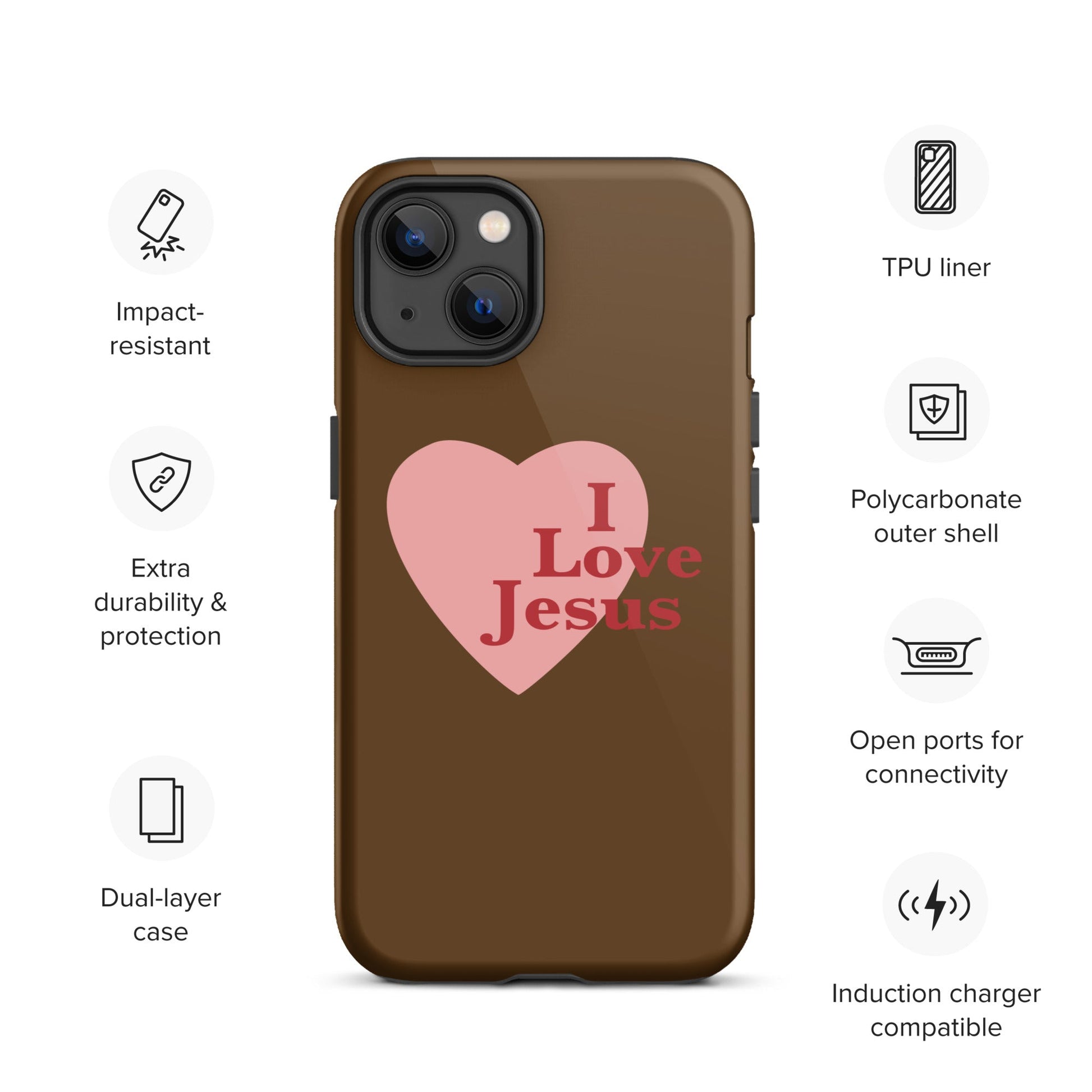 I Love Jesus - Chocolate - Tough iPhone case for iPhone 11 Pro Max & Mini, 12 Pro Max & Mini, 13 Pro Max & Mini, 14 Pro Max & Mini - Creation Awaits