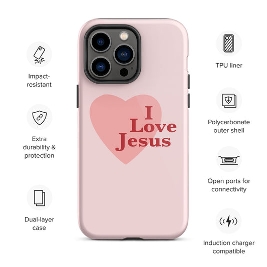 I Love Jesus - Pink - Tough iPhone case for iPhone 11 Pro Max & Mini, 12 Pro Max & Mini, 13 Pro Max & Mini, 14 Pro Max & Mini - Creation Awaits