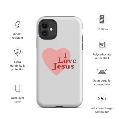 I Love Jesus - Whisper - Tough iPhone case for iPhone 11 Pro Max & Mini, 12 Pro Max & Mini, 13 Pro Max & Mini, 14 Pro Max & Mini - Creation Awaits