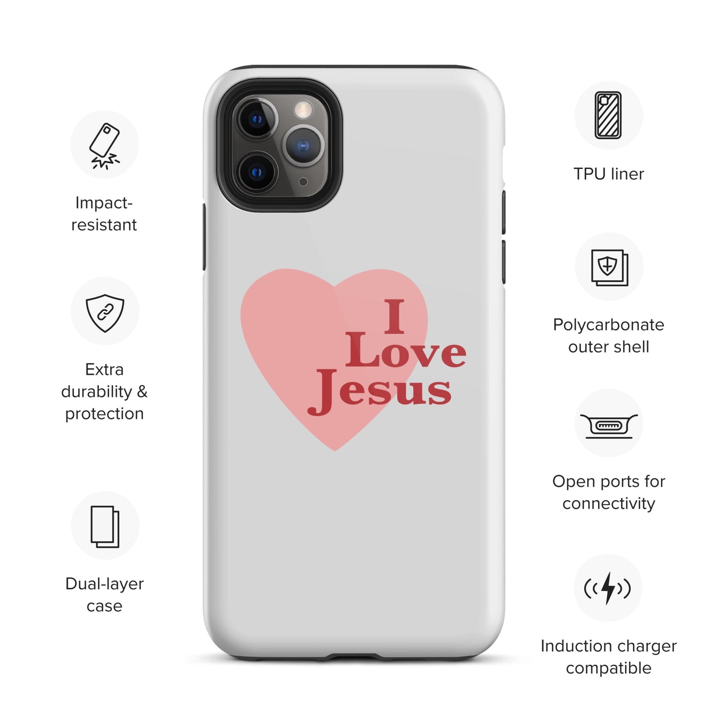 I Love Jesus - Whisper - Tough iPhone case for iPhone 11 Pro Max & Mini, 12 Pro Max & Mini, 13 Pro Max & Mini, 14 Pro Max & Mini - Creation Awaits