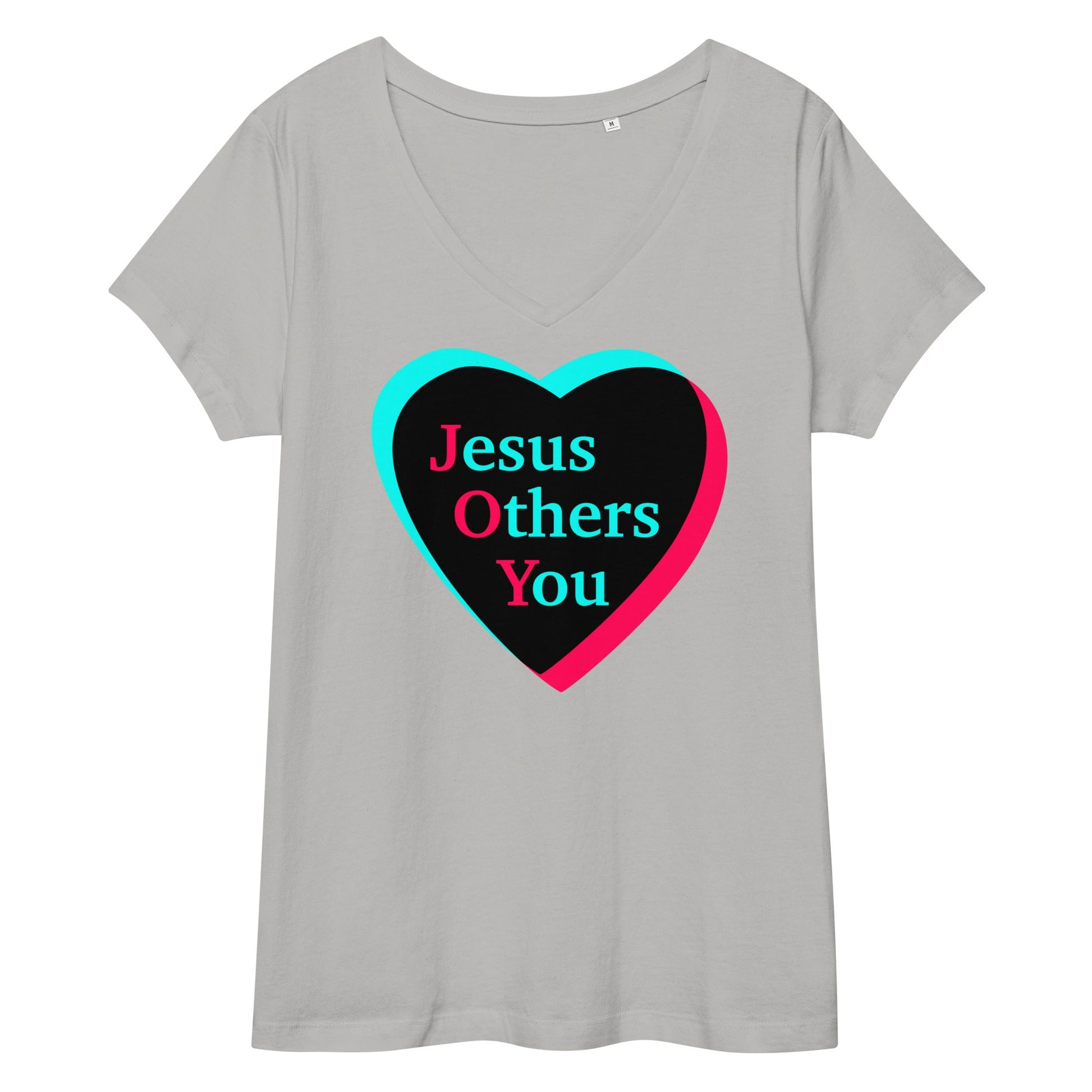 JOY = Jesus Others You - Tiktok Style Dark on Light - Women’s fitted v-neck t-shirt - Creation Awaits