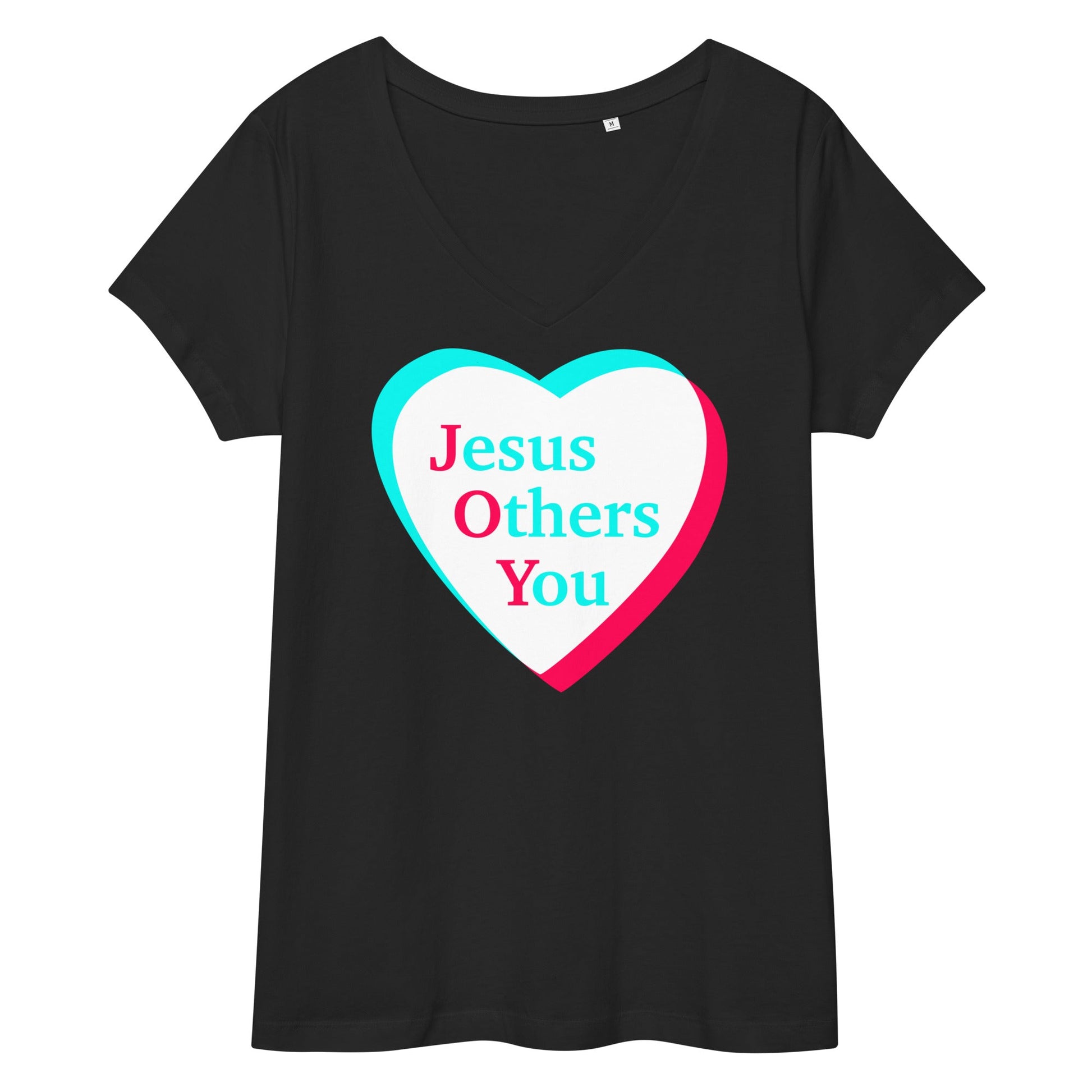 JOY = Jesus Others You - Tiktok Style Light on Dark - Women’s fitted v-neck t-shirt copy - Creation Awaits