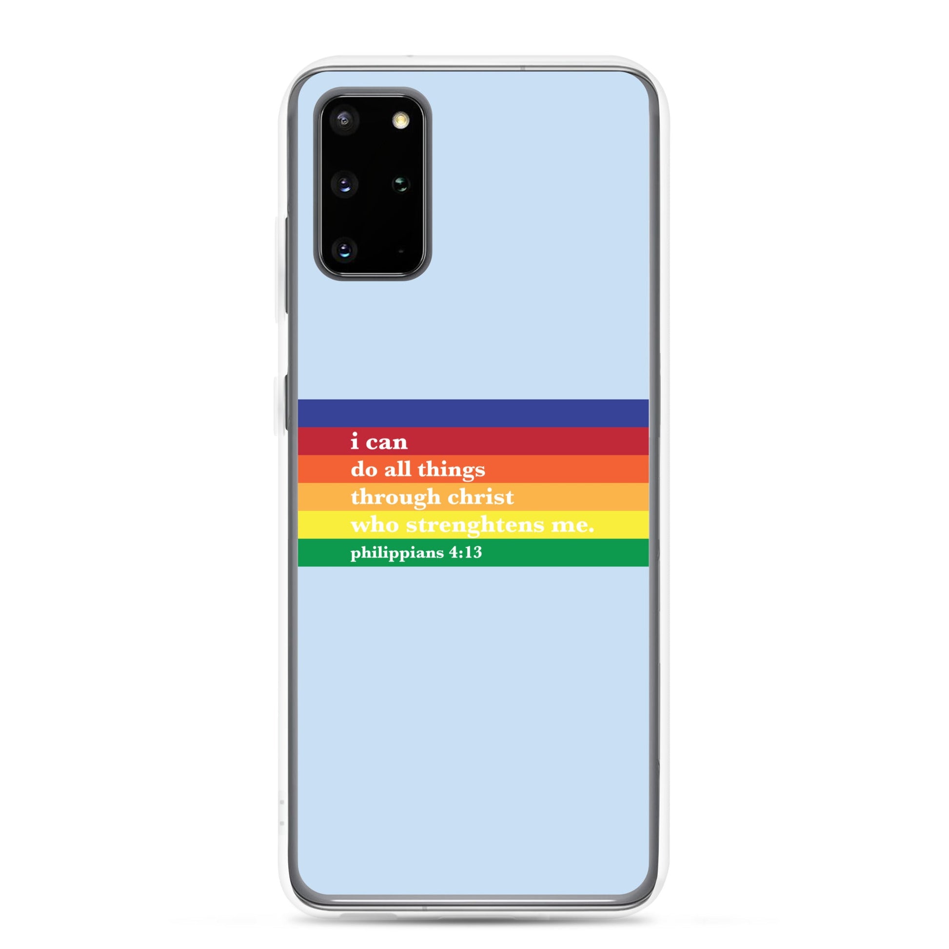 Philippians 4:13 - Blue - Samsung Case for Galaxy S10, S10+, S10e, S20, S20 FE, S20 Plus, S20 Ultra, S21, S21 Plus, S21 Ultra, S21 - Creation Awaits