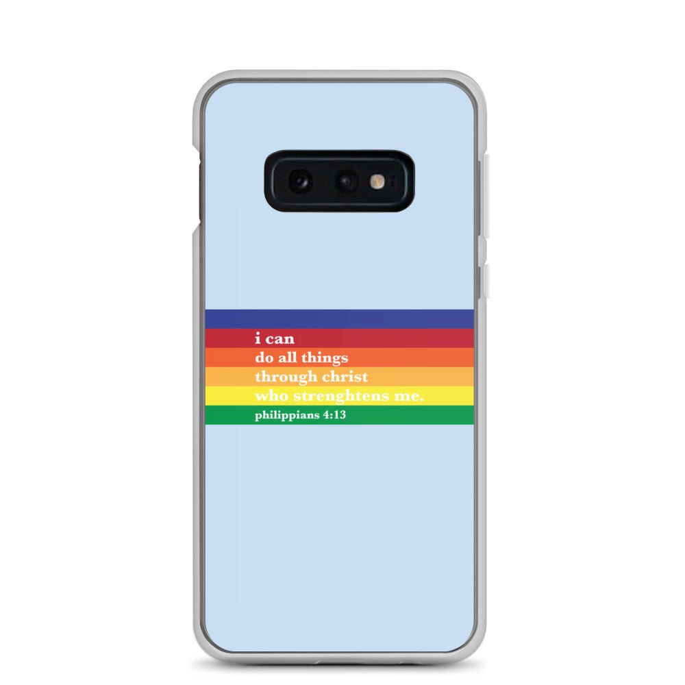 Philippians 4:13 - Blue - Samsung Case for Galaxy S10, S10+, S10e, S20, S20 FE, S20 Plus, S20 Ultra, S21, S21 Plus, S21 Ultra, S21 - Creation Awaits