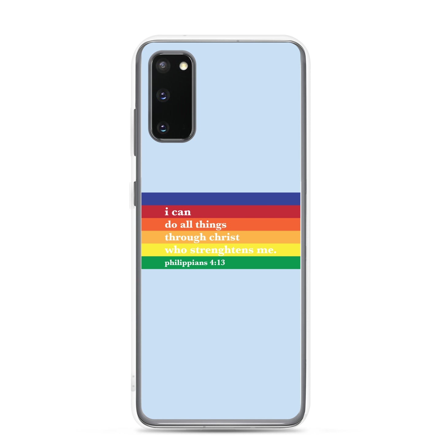 Philippians 4:13 - Blue - Samsung Case for Galaxy S10, S10+, S10e, S20, S20 FE, S20 Plus, S20 Ultra, S21, S21 Plus, S21 Ultra, S21 - Creation Awaits