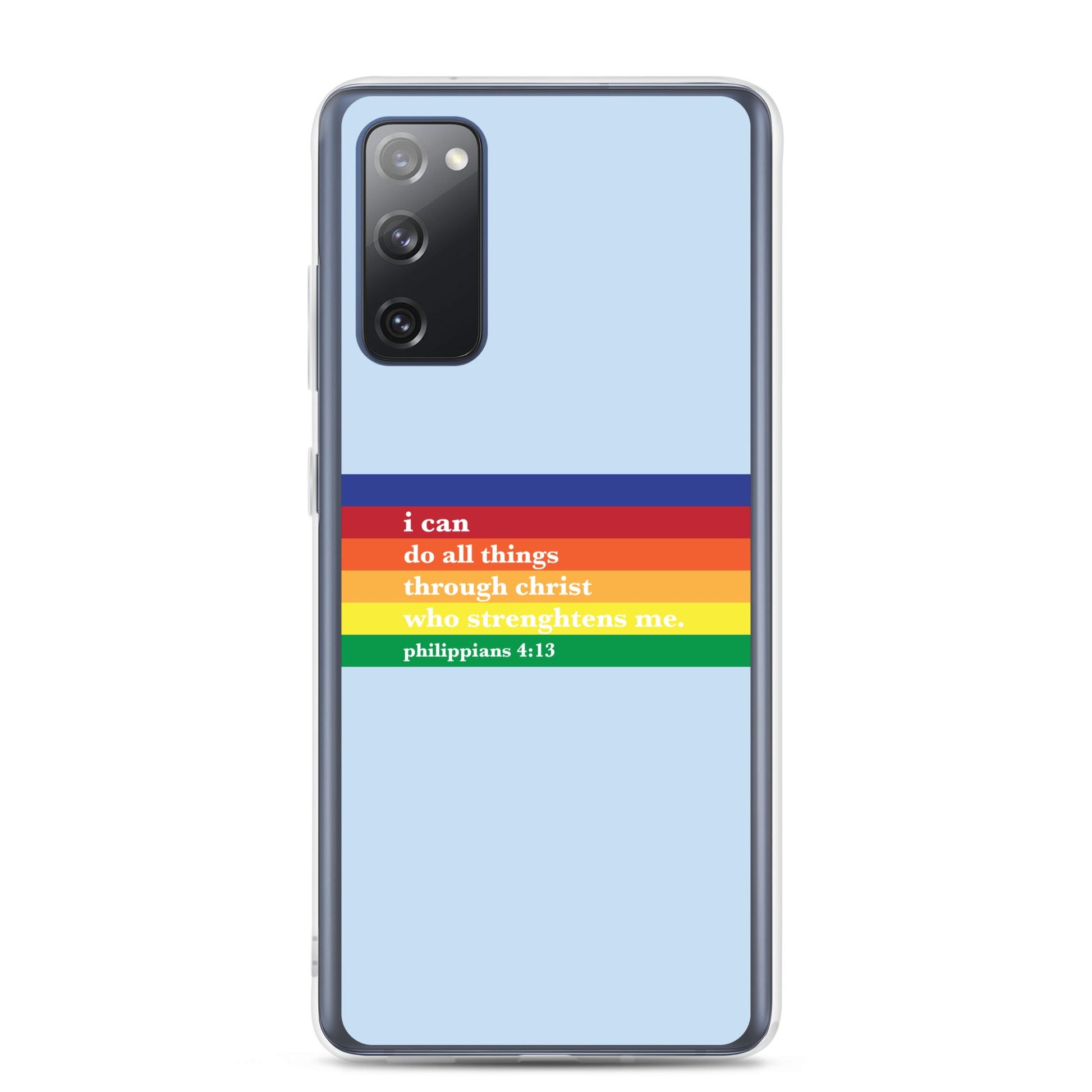 Philippians 4:13 - Blue - Samsung Case for Galaxy S10, S10+, S10e, S20, S20 FE, S20 Plus, S20 Ultra, S21, S21 Plus, S21 Ultra, S21 - Creation Awaits