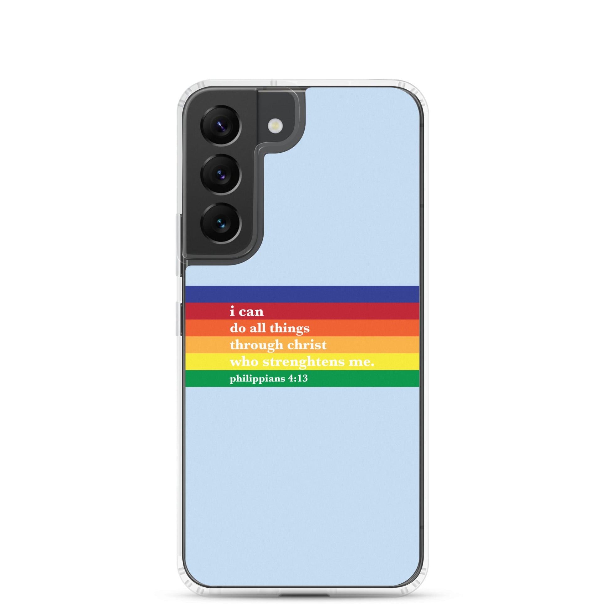 Philippians 4:13 - Blue - Samsung Case for Galaxy S10, S10+, S10e, S20, S20 FE, S20 Plus, S20 Ultra, S21, S21 Plus, S21 Ultra, S21 - Creation Awaits