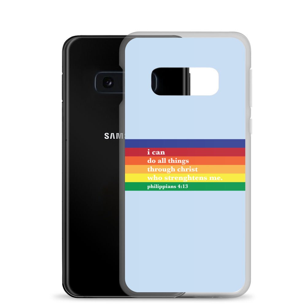 Philippians 4:13 - Blue - Samsung Case for Galaxy S10, S10+, S10e, S20, S20 FE, S20 Plus, S20 Ultra, S21, S21 Plus, S21 Ultra, S21 - Creation Awaits