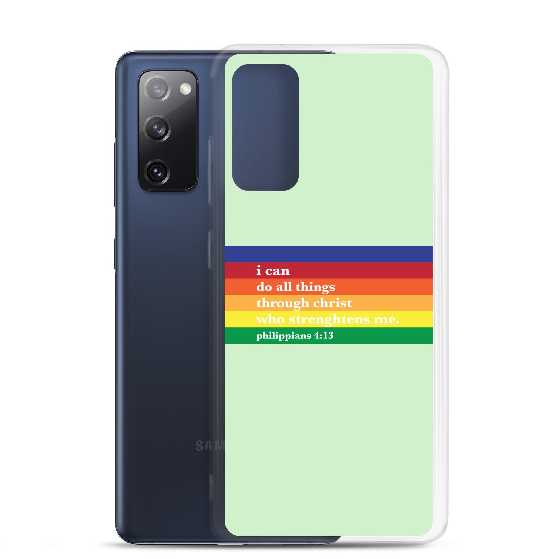 Philippians 4:13 - Green - Samsung Case for Galaxy S10, Galaxy S10+, Galaxy S10e, Galaxy S20, Galaxy S20 FE, Galaxy S20 Plus, Galaxy S20 Ultra, Galaxy S21, Galaxy S21 Plus, Galaxy S21 Ultra, Galaxy S22, Galaxy S22 Plus, and Samsung S22 Ultra - Creation Awaits