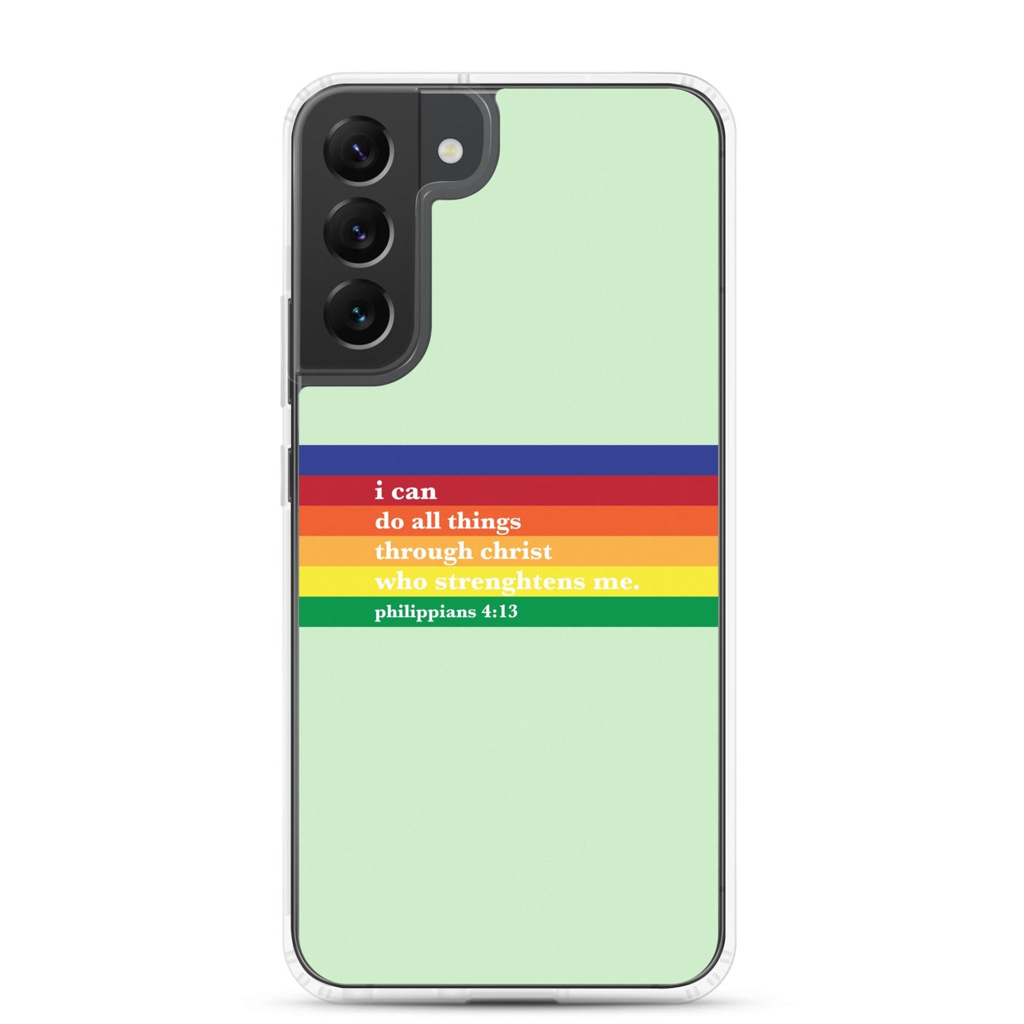 Philippians 4:13 - Green - Samsung Case for Galaxy S10, Galaxy S10+, Galaxy S10e, Galaxy S20, Galaxy S20 FE, Galaxy S20 Plus, Galaxy S20 Ultra, Galaxy S21, Galaxy S21 Plus, Galaxy S21 Ultra, Galaxy S22, Galaxy S22 Plus, and Samsung S22 Ultra - Creation Awaits