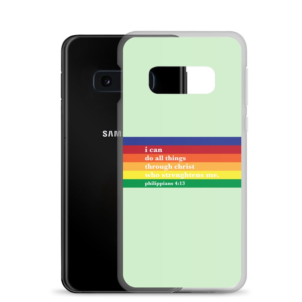 Philippians 4:13 - Green - Samsung Case for Galaxy S10, Galaxy S10+, Galaxy S10e, Galaxy S20, Galaxy S20 FE, Galaxy S20 Plus, Galaxy S20 Ultra, Galaxy S21, Galaxy S21 Plus, Galaxy S21 Ultra, Galaxy S22, Galaxy S22 Plus, and Samsung S22 Ultra - Creation Awaits