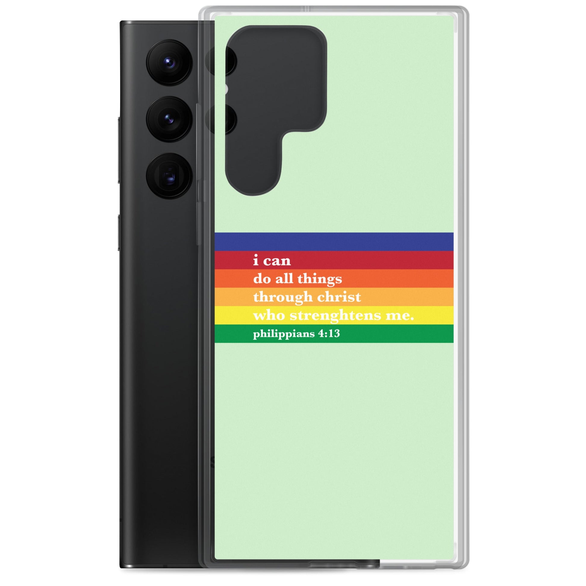 Philippians 4:13 - Green - Samsung Case for Galaxy S10, Galaxy S10+, Galaxy S10e, Galaxy S20, Galaxy S20 FE, Galaxy S20 Plus, Galaxy S20 Ultra, Galaxy S21, Galaxy S21 Plus, Galaxy S21 Ultra, Galaxy S22, Galaxy S22 Plus, and Samsung S22 Ultra - Creation Awaits