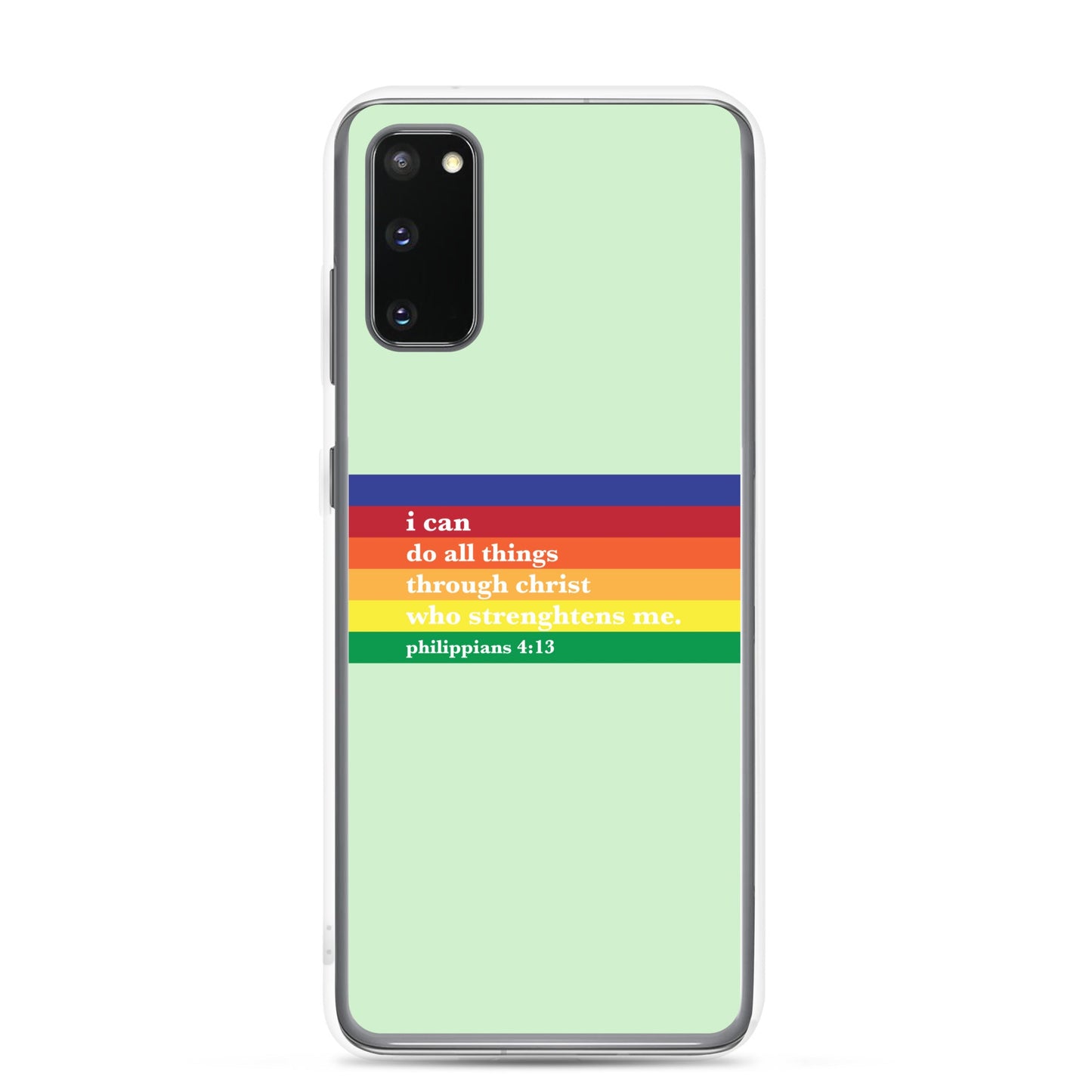 Philippians 4:13 - Green - Samsung Case for Galaxy S10, Galaxy S10+, Galaxy S10e, Galaxy S20, Galaxy S20 FE, Galaxy S20 Plus, Galaxy S20 Ultra, Galaxy S21, Galaxy S21 Plus, Galaxy S21 Ultra, Galaxy S22, Galaxy S22 Plus, and Samsung S22 Ultra - Creation Awaits