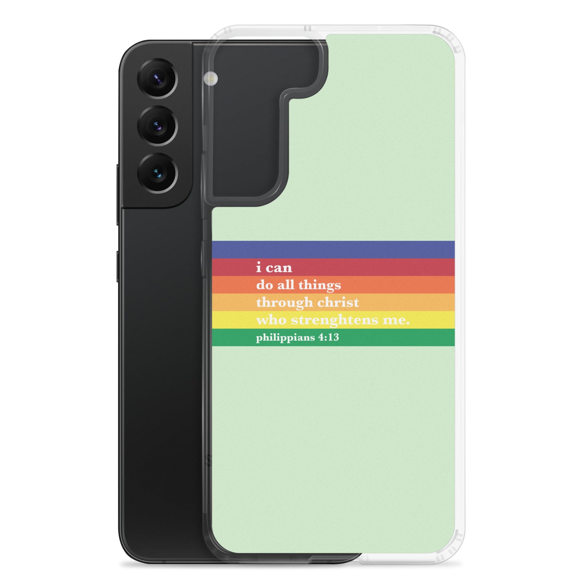 Philippians 4:13 - Green - Samsung Case for Galaxy S10, Galaxy S10+, Galaxy S10e, Galaxy S20, Galaxy S20 FE, Galaxy S20 Plus, Galaxy S20 Ultra, Galaxy S21, Galaxy S21 Plus, Galaxy S21 Ultra, Galaxy S22, Galaxy S22 Plus, and Samsung S22 Ultra - Creation Awaits