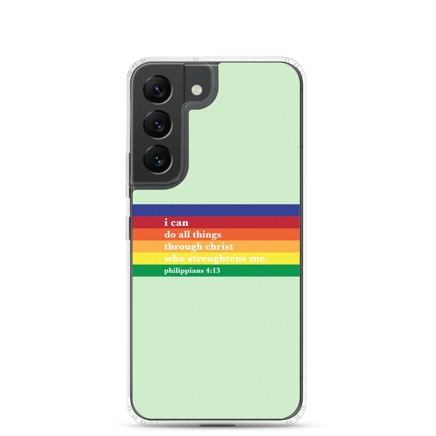 Philippians 4:13 - Green - Samsung Case for Galaxy S10, Galaxy S10+, Galaxy S10e, Galaxy S20, Galaxy S20 FE, Galaxy S20 Plus, Galaxy S20 Ultra, Galaxy S21, Galaxy S21 Plus, Galaxy S21 Ultra, Galaxy S22, Galaxy S22 Plus, and Samsung S22 Ultra - Creation Awaits