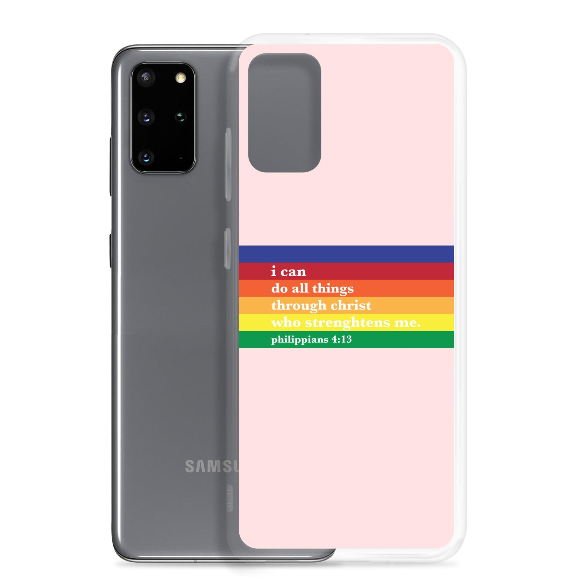 Philippians 4:13 - Pink - Samsung Case for Galaxy S10, S10+, S10e, S20, S20 FE, S20 Plus, S20 Ultra, S21, S21 Plus, S21 Ultra, S21 - Creation Awaits