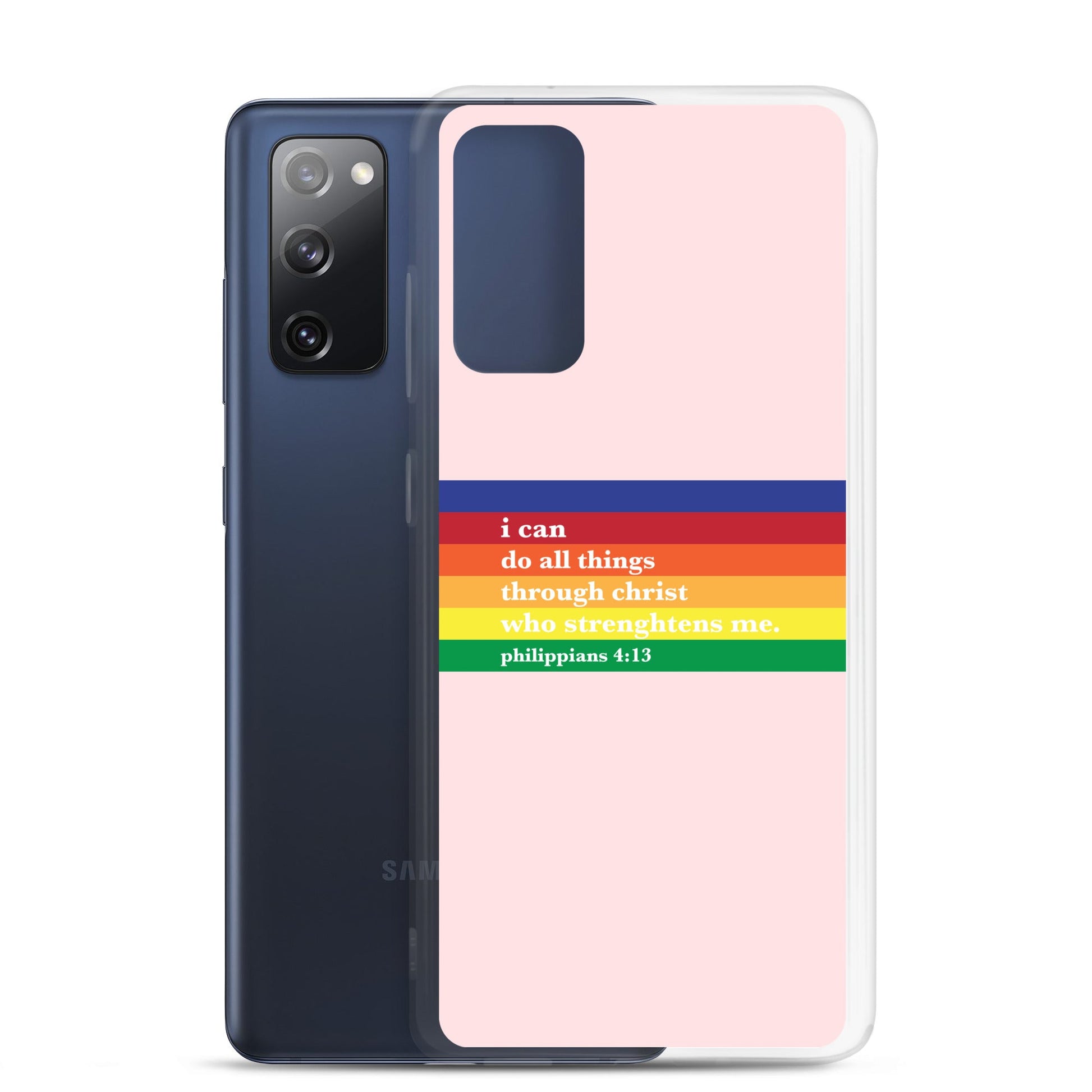 Philippians 4:13 - Pink - Samsung Case for Galaxy S10, S10+, S10e, S20, S20 FE, S20 Plus, S20 Ultra, S21, S21 Plus, S21 Ultra, S21 - Creation Awaits