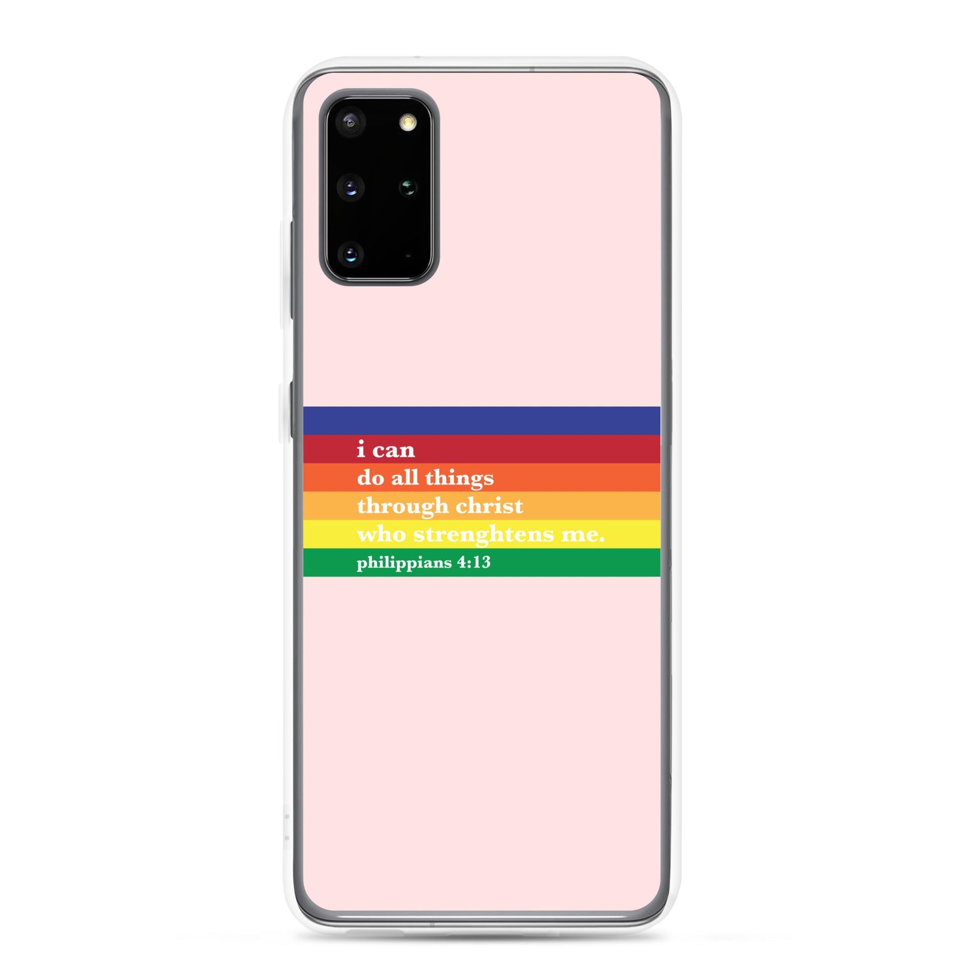 Philippians 4:13 - Pink - Samsung Case for Galaxy S10, S10+, S10e, S20, S20 FE, S20 Plus, S20 Ultra, S21, S21 Plus, S21 Ultra, S21 - Creation Awaits