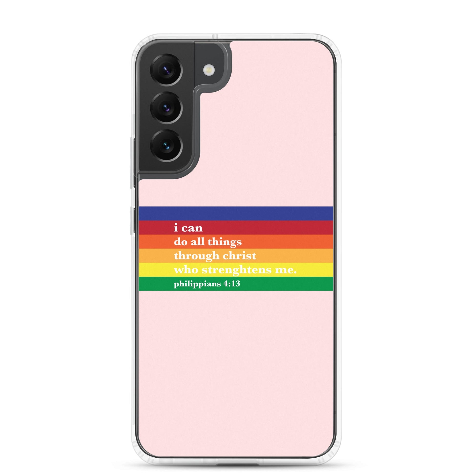 Philippians 4:13 - Pink - Samsung Case for Galaxy S10, S10+, S10e, S20, S20 FE, S20 Plus, S20 Ultra, S21, S21 Plus, S21 Ultra, S21 - Creation Awaits