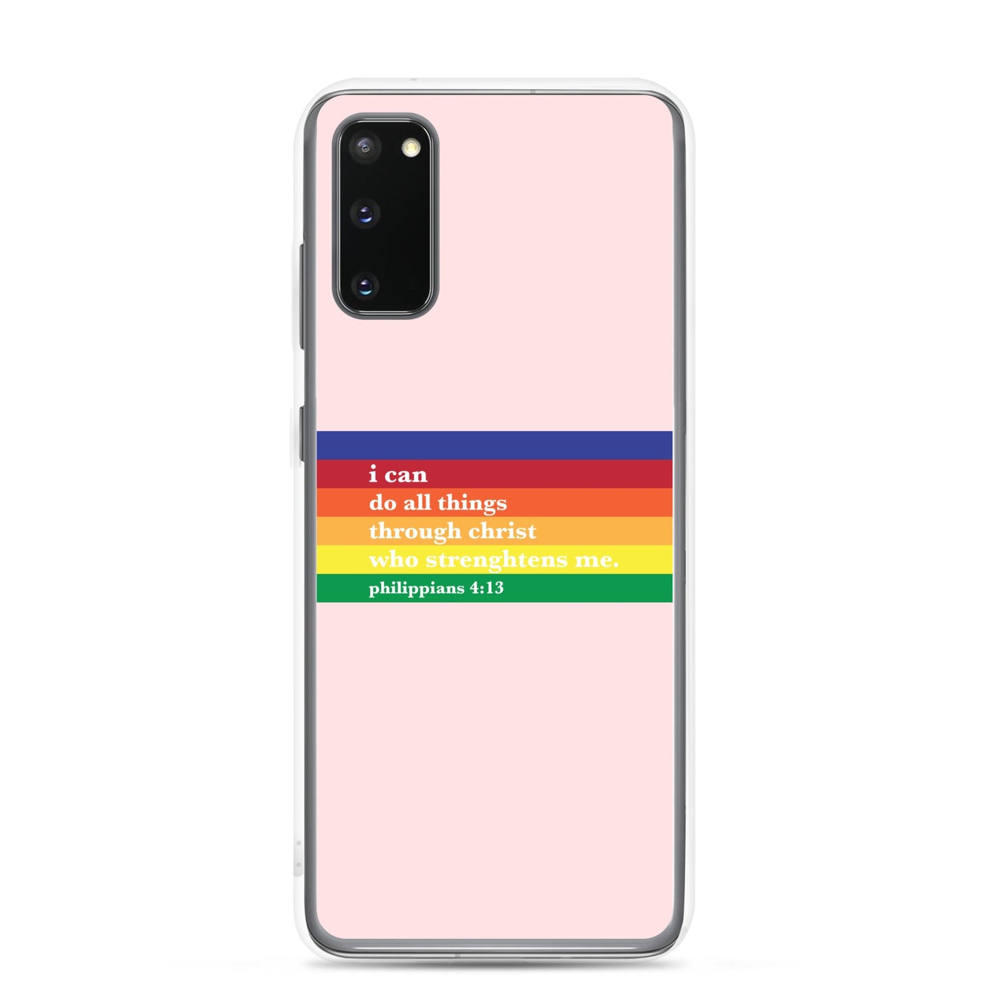 Philippians 4:13 - Pink - Samsung Case for Galaxy S10, S10+, S10e, S20, S20 FE, S20 Plus, S20 Ultra, S21, S21 Plus, S21 Ultra, S21 - Creation Awaits