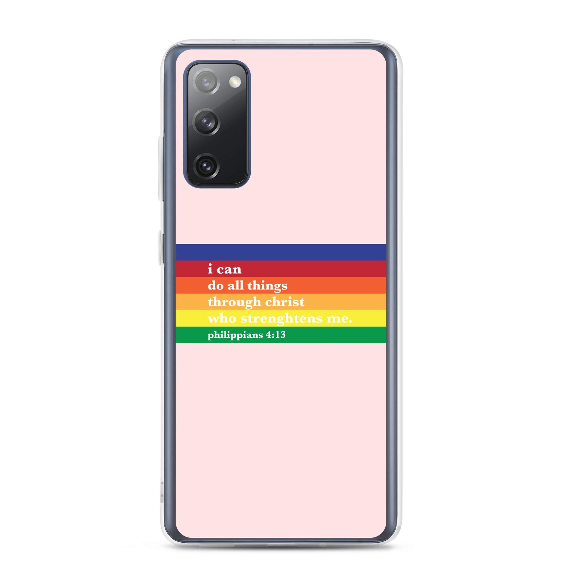 Philippians 4:13 - Pink - Samsung Case for Galaxy S10, S10+, S10e, S20, S20 FE, S20 Plus, S20 Ultra, S21, S21 Plus, S21 Ultra, S21 - Creation Awaits