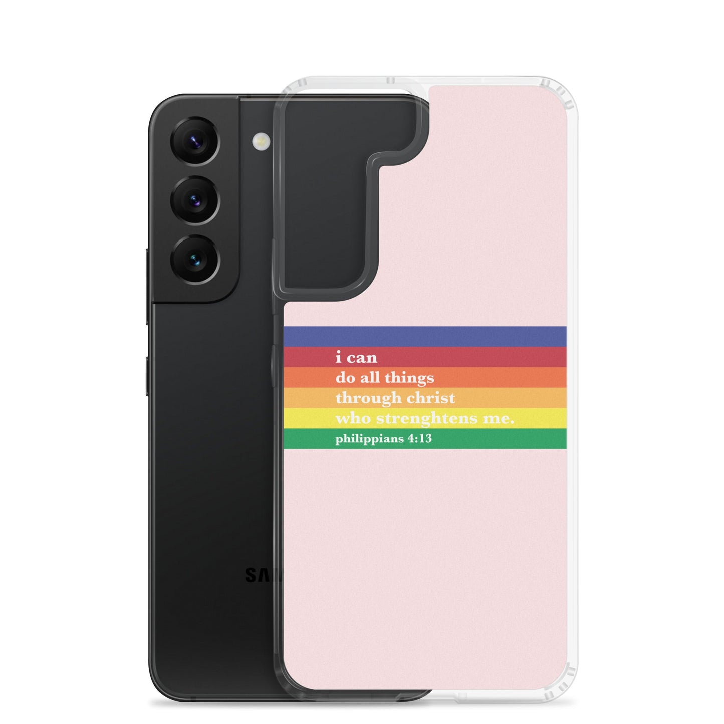 Philippians 4:13 - Pink - Samsung Case for Galaxy S10, S10+, S10e, S20, S20 FE, S20 Plus, S20 Ultra, S21, S21 Plus, S21 Ultra, S21 - Creation Awaits